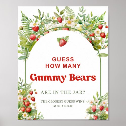 Boho Arch Berry Sweet Guess How Many Gummy Bears Poster