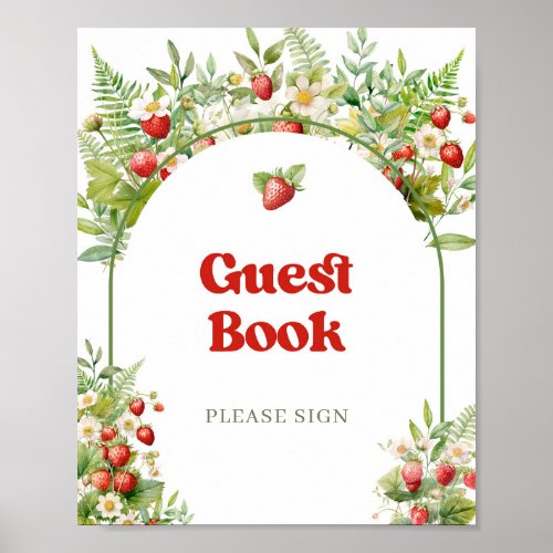 Boho Arch Berry Sweet Wild Strawberry guest book