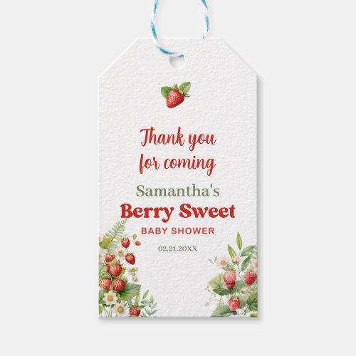 Boho Arch Berry Sweet Wild Strawberry thank you Gift Tags