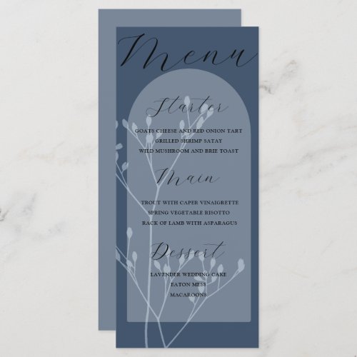 Boho Arch Blue Foliage Wedding Menu