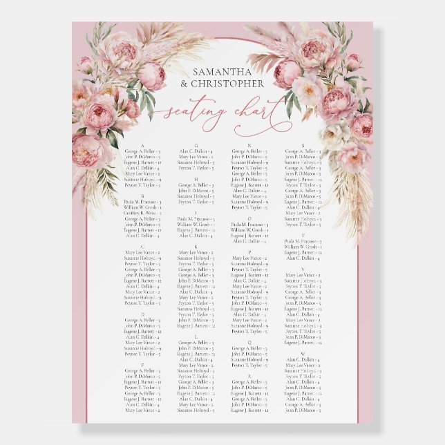 Boho arch blush peonies pampas grass eucalyptus foam board (Front)