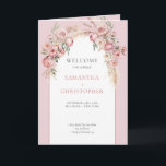 Boho arch blush peonies pampas grass program fold<br><div class="desc">Wedding ceremonies are a significant milestone in people's lives, marked by love, celebration, and the coming together of families and friends. One emerging trend in wedding decor is the use of boho arches adorned with blush peonies and pampas grass, creating a romantic and elegant ambiance. Alongside these decorative elements, the...</div>