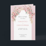 Boho arch blush peonies pampas grass program fold<br><div class="desc">Wedding ceremonies are a significant milestone in people's lives, marked by love, celebration, and the coming together of families and friends. One emerging trend in wedding decor is the use of boho arches adorned with blush peonies and pampas grass, creating a romantic and elegant ambiance. Alongside these decorative elements, the...</div>