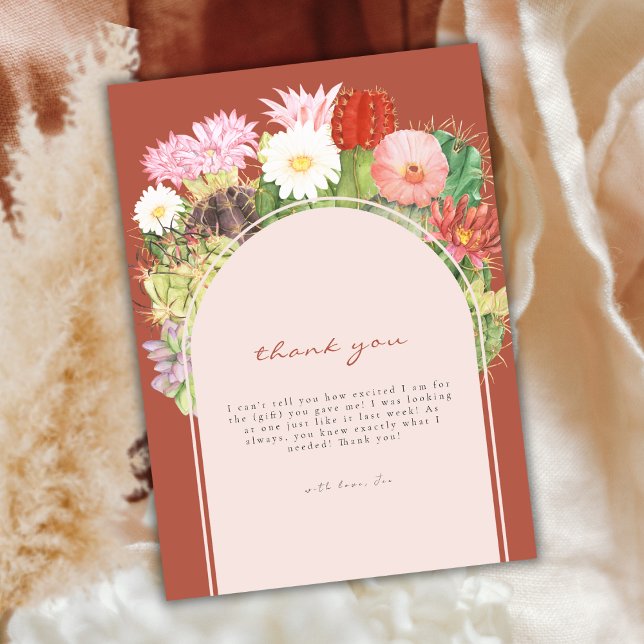 Boho Arch Cactus Blooming Desert Baby Shower  Thank You Card (Boho Arch Cactus Blooming Desert Baby Shower Thank You Card)