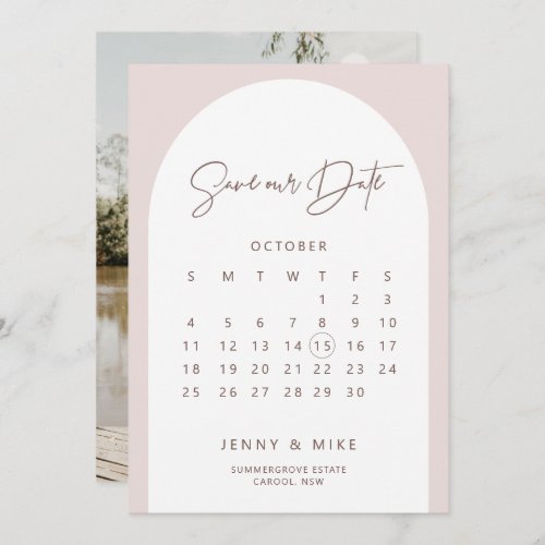 Boho Arch Calendar Save the Date Invitation