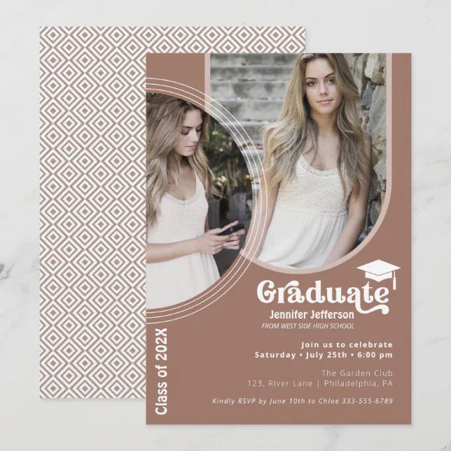 Boho Arch Chic Graduation earth tones invite | Zazzle