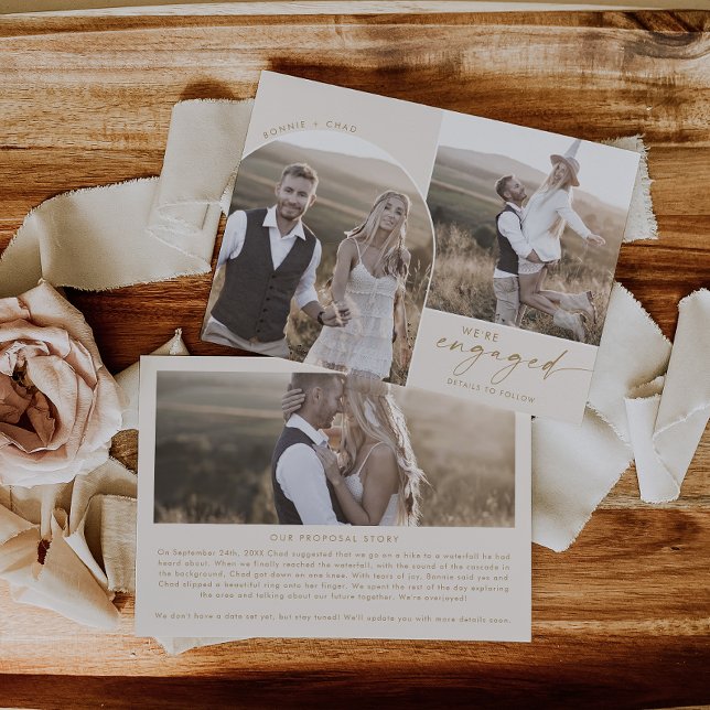 Boho Arch Cream Proposal Story 3 Photo Engagement Announcement (Creator Uploaded)