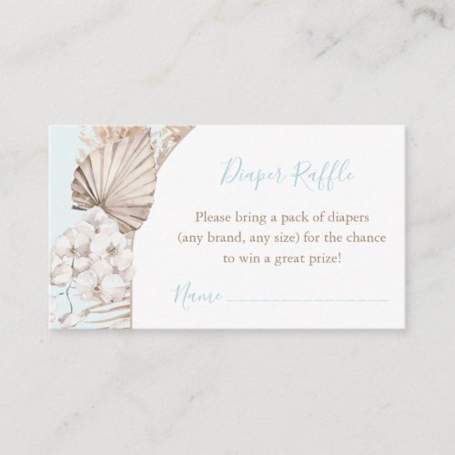 Boho Arch Dried Palm Boy Baby Shower Diaper Raffle Enclosure Card