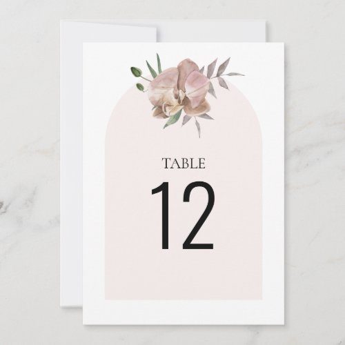 Boho Arch Dusty Orchid Floral Wedding Table Number