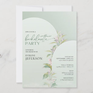 Boho arch eucalyptus greenery blush flowers rustic invitation