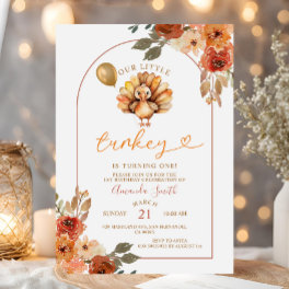 Boho Arch Fall Birthday Floral Invitation