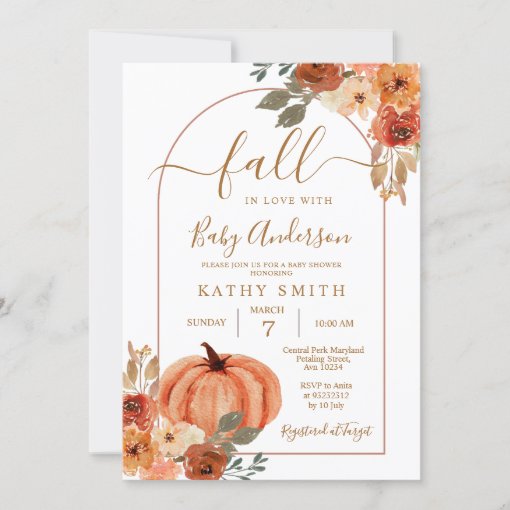 Boho Arch Fall In love Baby Shower Rustic Floral Invitation | Zazzle