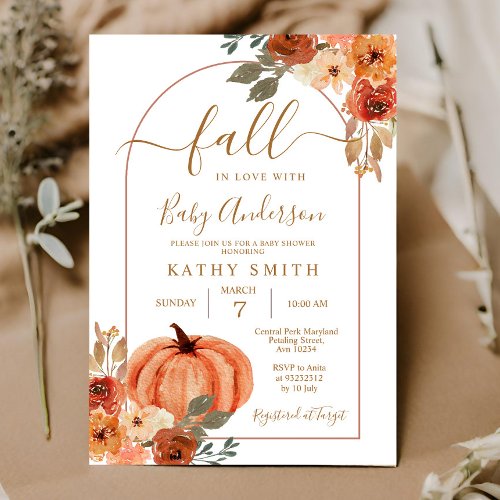 Boho Arch Fall In love Baby Shower Rustic Floral Invitation