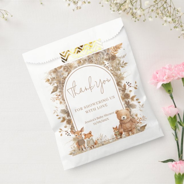 Boho Arch Fall  Woodland Animals Baby Shower Favor Bag (Sealed)