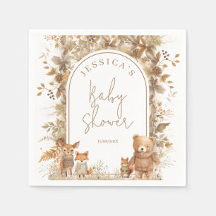 Boho Arch Fall Woodland Animals Baby Shower Napkins