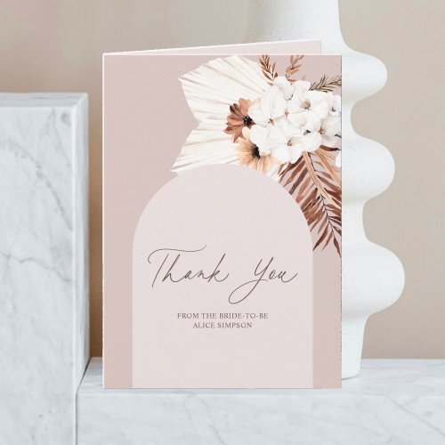 Boho Arch Floral Bridal Shower Thank You Card