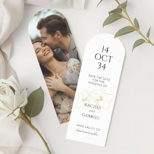 Boho Arch Floral Wedding Save the Date Bookmarks