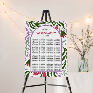 Boho arch, folklore flowers wedding seating chart foam board