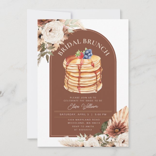 Boho Arch Fruit Pancake Bridal Shower Brunch  Invitation (Front)