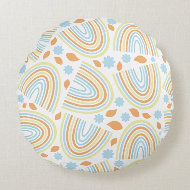 Boho Arch Geometric Pattern Round Pillow (Front)