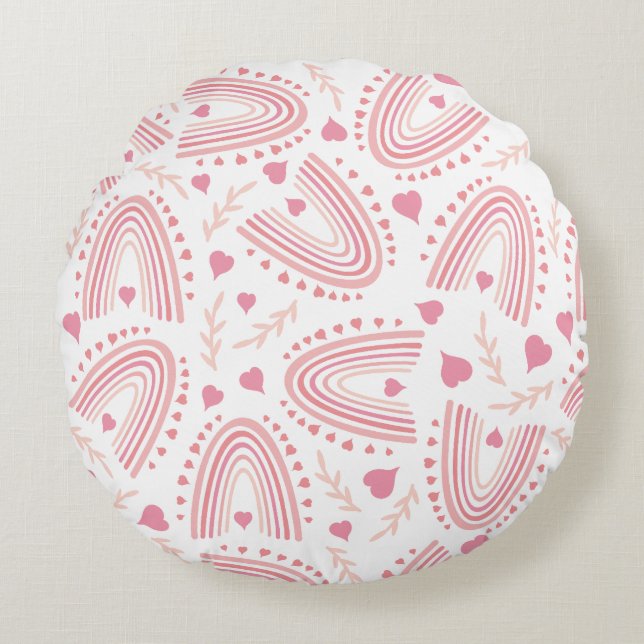 Boho Arch Geometric Pattern Round Pillow (Front)