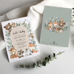 Boho Arch Greenery Woodland Animals Baby Shower Invitation<br><div class="desc">This elegant baby shower invitation features a modern boho arch adorned with soft watercolor greenery and adorable animals from the woods. Suitable for both boy and girl baby shower.</div>