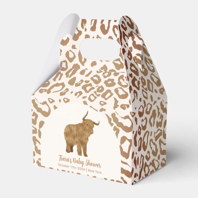 Boho Arch Holy Cow Western Baby Shower Favor Boxes (Front Side)