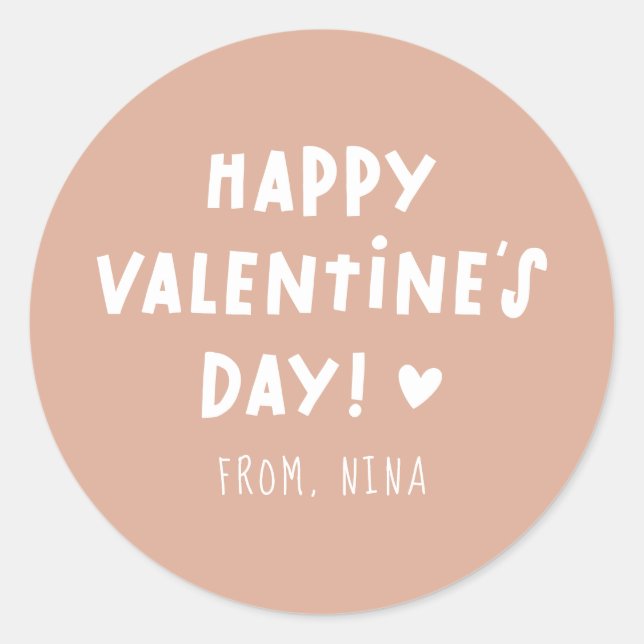 Boho Arch Kids Classroom Valentine's Day Classic Round Sticker (Front)