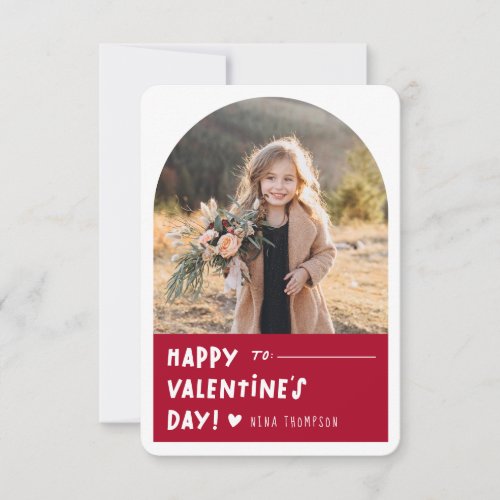 Boho Arch Kids Photo Classroom Valentines Day Car Thank You Card