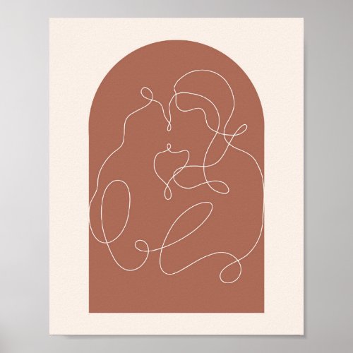Boho Arch Kissing Continual Linear Line Art 1 Poster