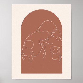 Boho Arch Kissing Continual Linear Line Art 2 Poster by TypologiePaperCo at Zazzle