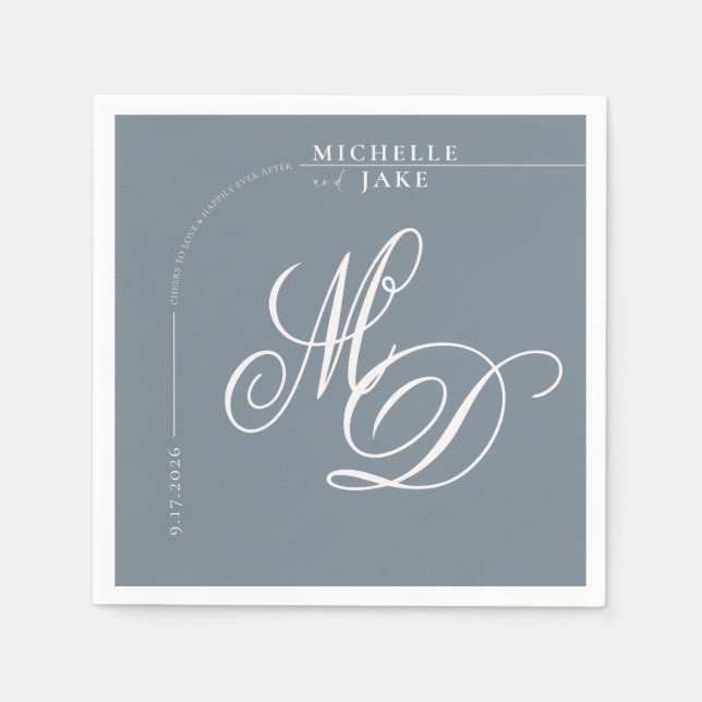 Boho Arch Minimalist Calligraphy Script Wedding  N Napkins (Front)
