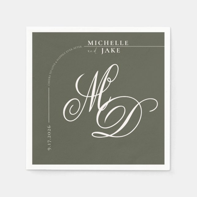 Boho Arch Minimalist Calligraphy Script Wedding  N Napkins (Front)