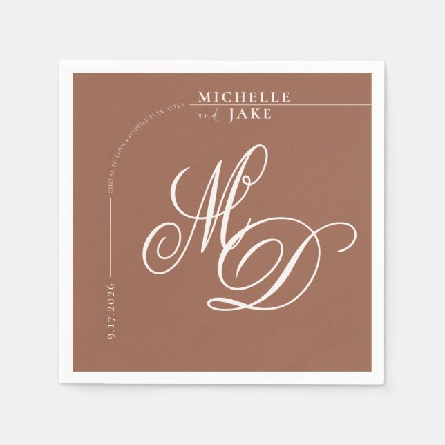 Boho Arch Minimalist Calligraphy Script Wedding  N Napkins (Front)