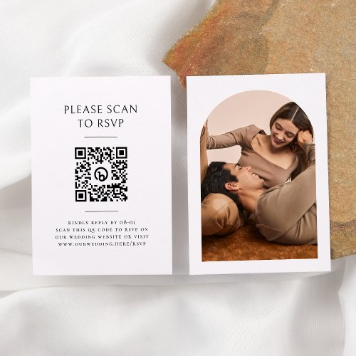 Boho Arch Modern Minimalist QR Code Wedding RSVP Enclosure Card