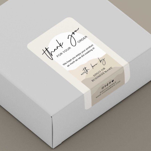Boho Arch Neutrals Monogram Business Box Seal Label (Creator Uploaded)