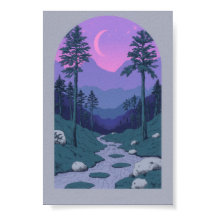 Boho Arch Night Moon Hill Minimal Landscape