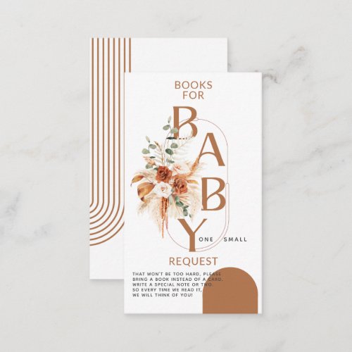 Boho Arch Pampas grass Baby Shower Book request Enclosure Card
