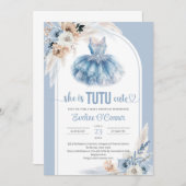 Boho arch pampas grass blue tutu dress Baby Shower Invitation | Zazzle