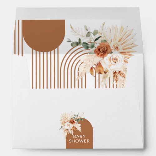 Boho Arch Pampas grass Its a Girl Baby Shower Envelope