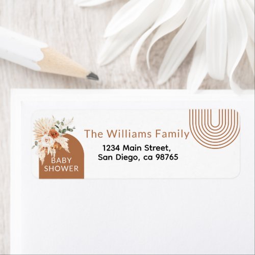Boho Arch Pampas grass Its a Girl Baby Shower Label