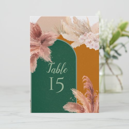 Boho Arch Pampas Grass Wedding Table Numbers