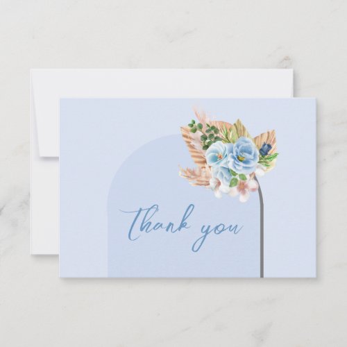 Boho Arch Pampass Grass Floral Oh Boy Baby Shower Thank You Card