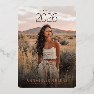 Boho Arch Photo Graduation Foil Invitation