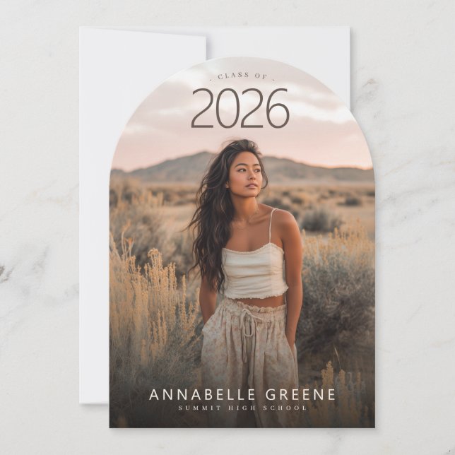 Boho Arch Photo Graduation Invitation (Front)