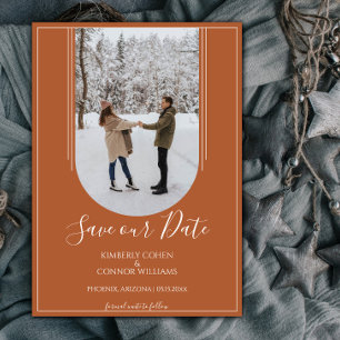 Boho Arch Photo Save the Date Burnt Orange
