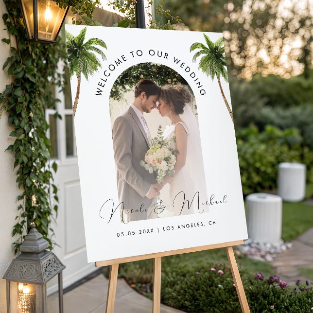 Boho Arch Photo Tropical Wedding Welcome Sign (Creator Uploaded)
