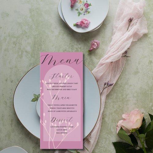 Boho Arch Pink Foliage Wedding Menu