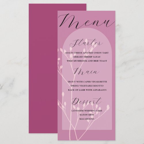Boho Arch Pink Foliage Wedding Menu