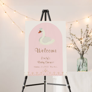 Boho Arch Princess Swan Baby Shower Welcome Sign